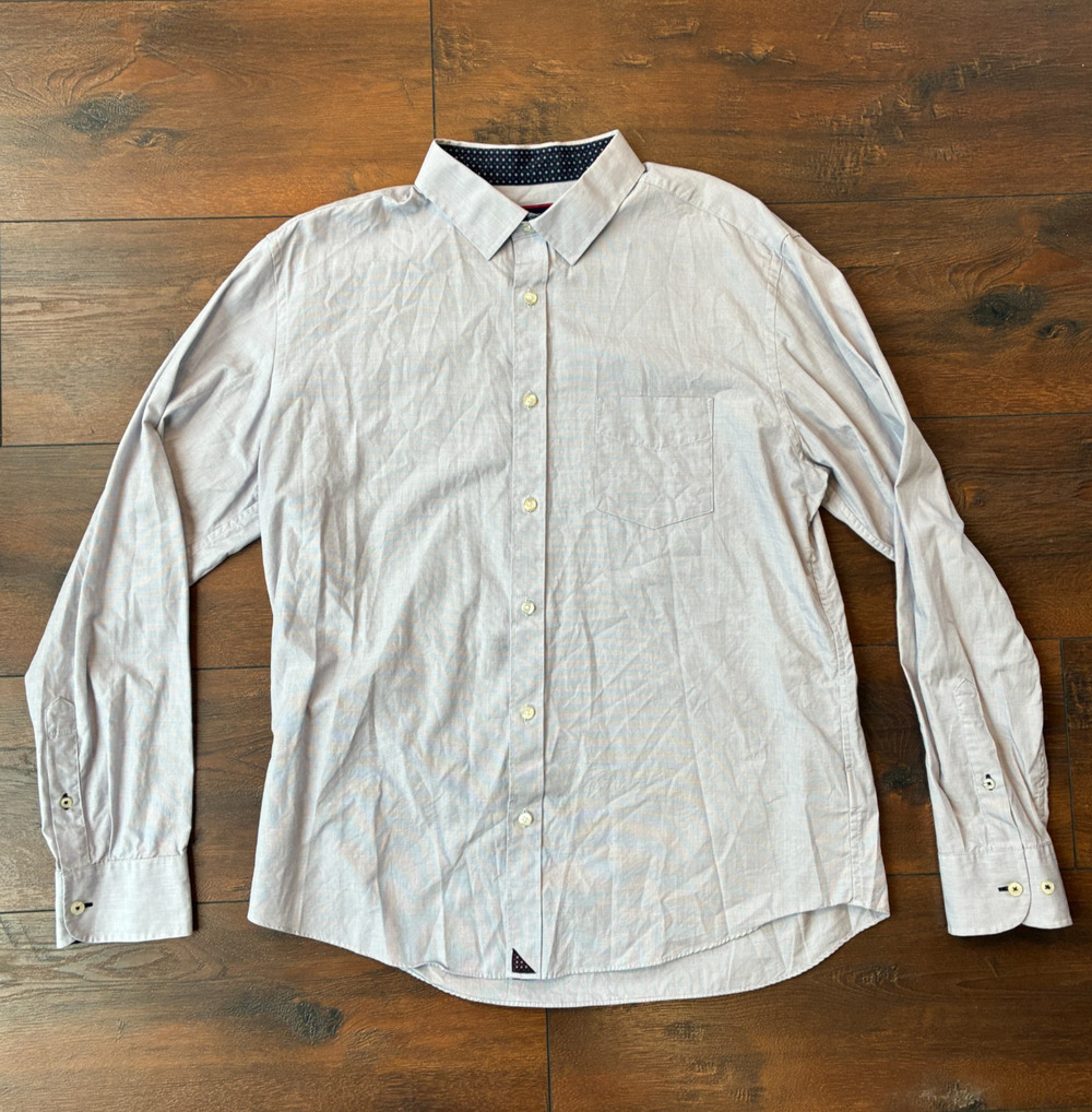 UNTUCKit Monterina Cotton Slim Fit Shirt Gray Lightweight Preppy Button Up, XL